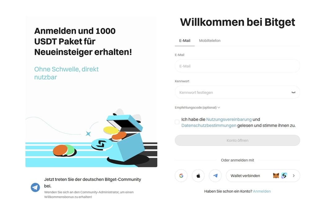 Bitget Registrierungsprozess