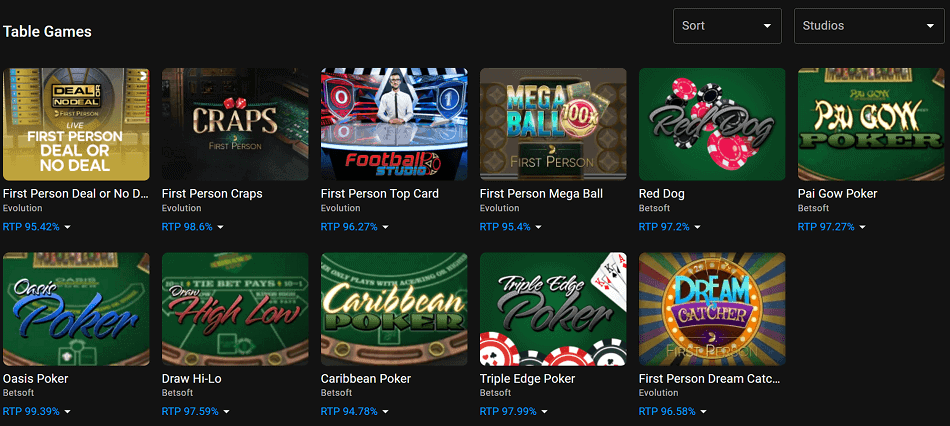 Casino Tischspiele bei Cloudbet