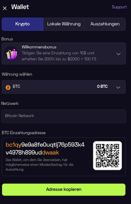 Immerion Casino Einzahlung krypto