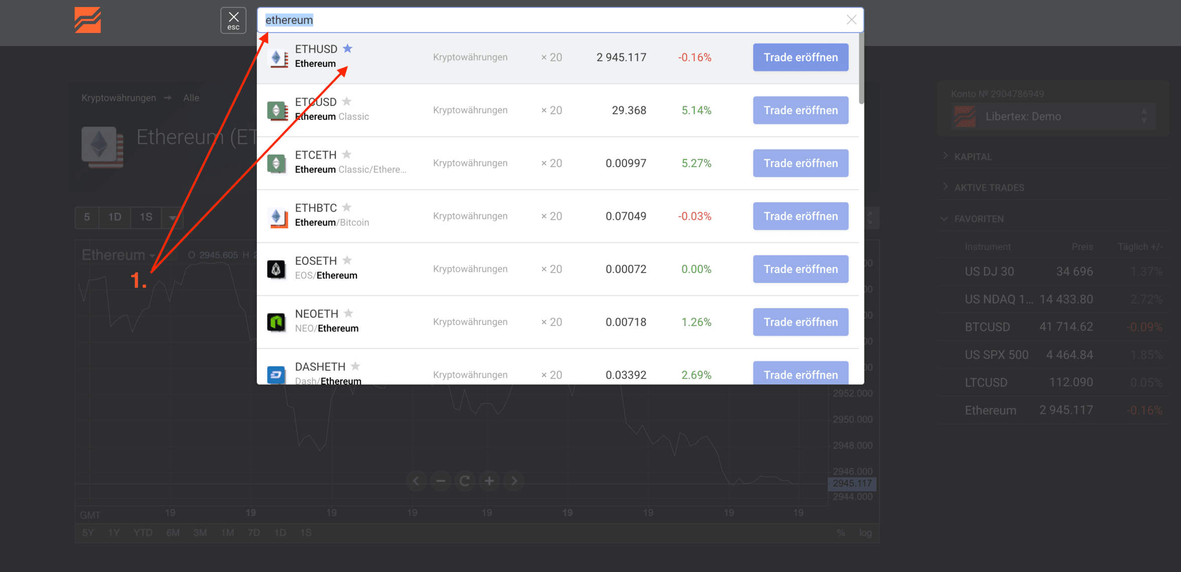 Libertex Ethereum kaufen Schritt 1