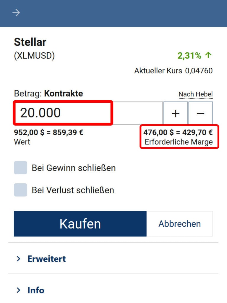 Stellar XLM mit Hebel handeln