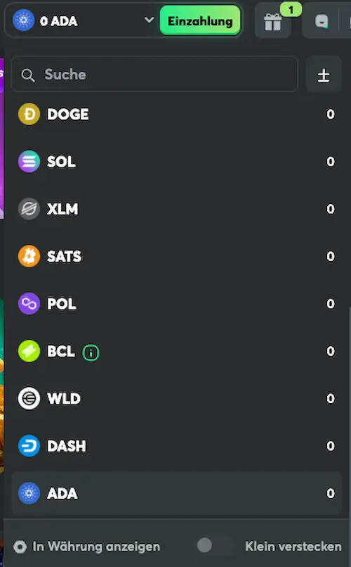 bc game mit ada einzahlen