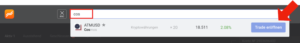Cosmos bei Libertex suchen