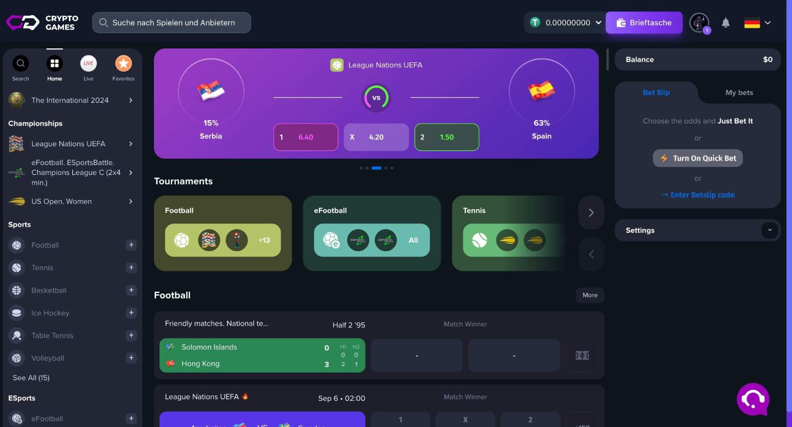 Crypto-Games Sportwettenbereich