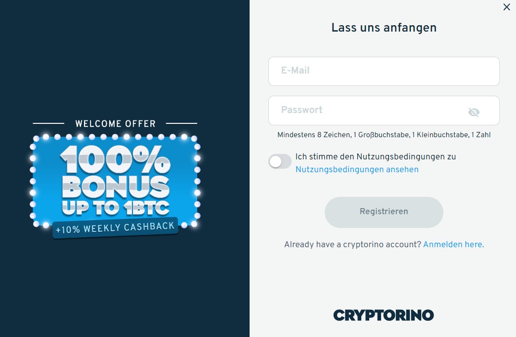 cryptorino casino Anmeldeseite