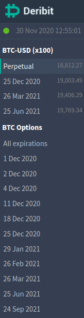 Deribit perpetual und expirations