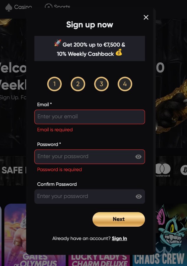 Golden Panda Anmeldeseite