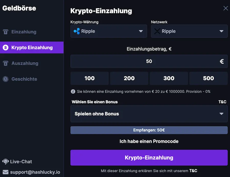 hashlucky ripple zahlung