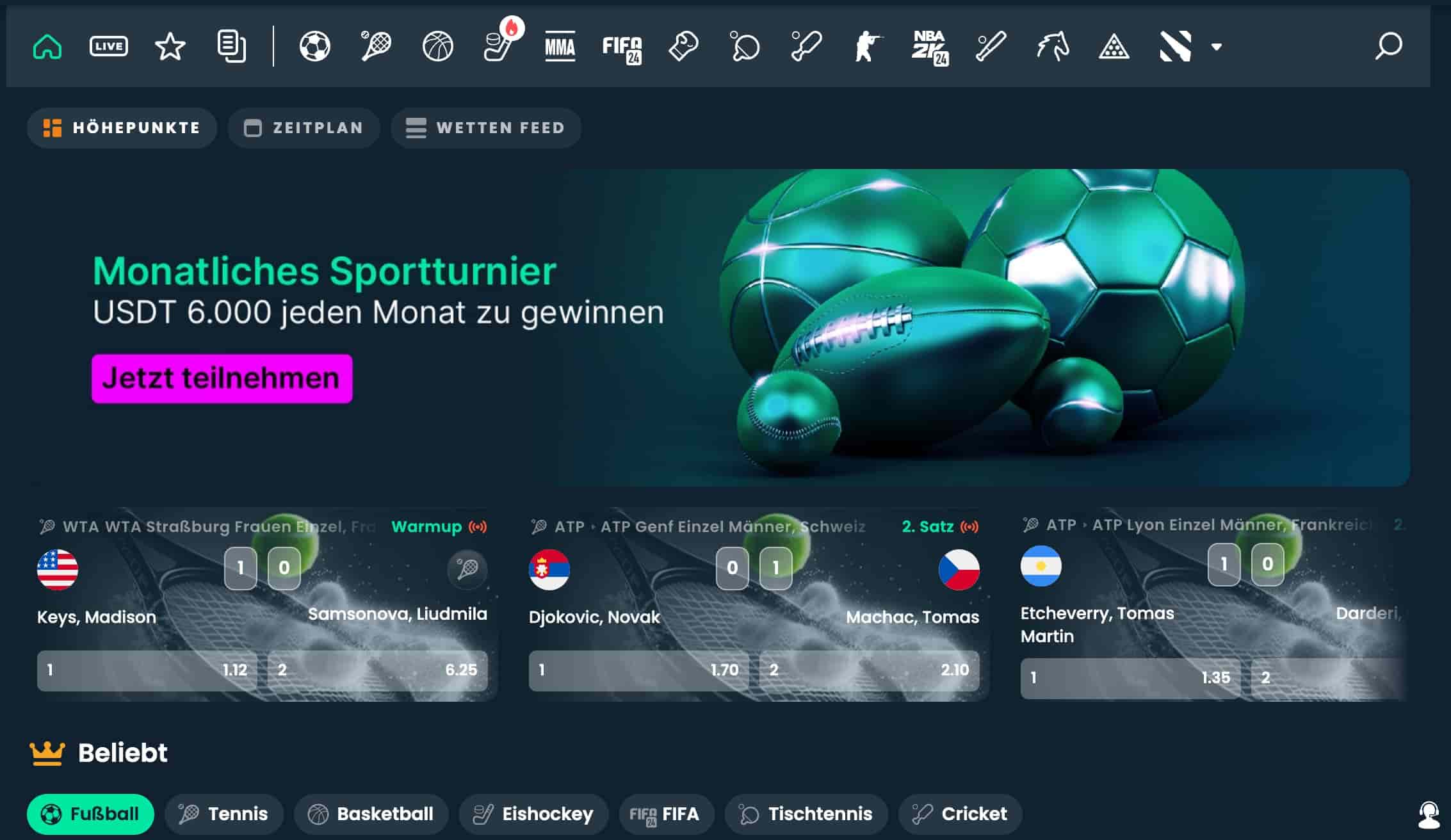 Mega Dice Sportwettenangebot