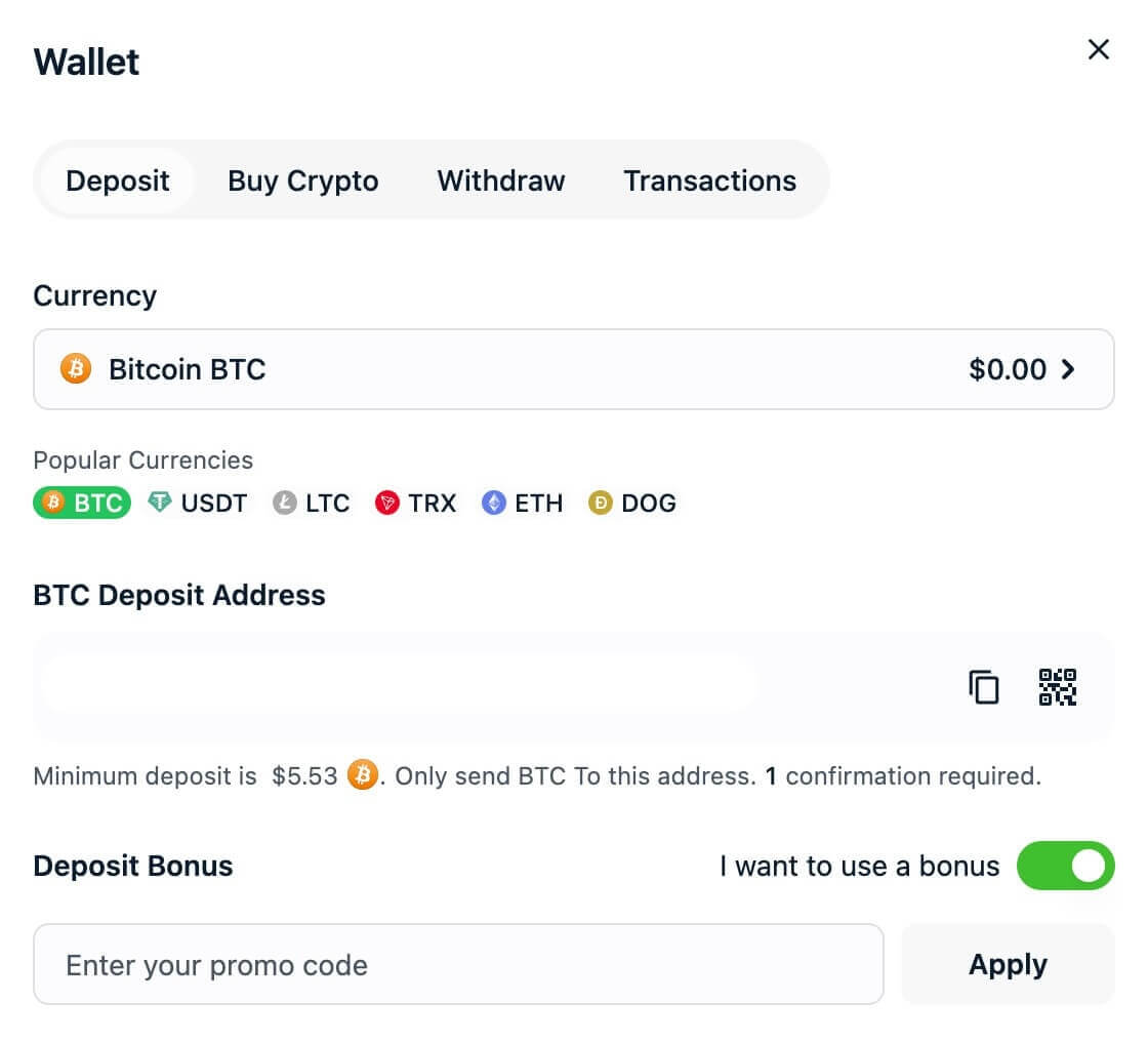 Wild.io Bitcoin einzahlen
