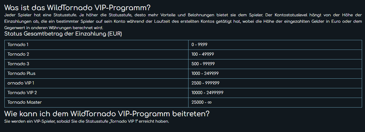 wildtornado vip programm