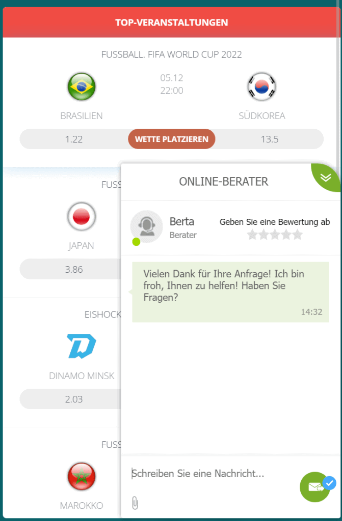 Casino Support via Live Chat