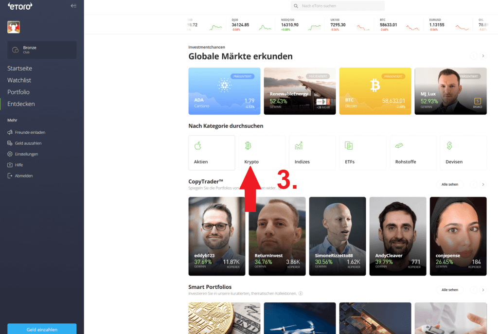 Etoro Krypto Kategorie