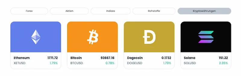 Kryptowährungen bei TradingMoon