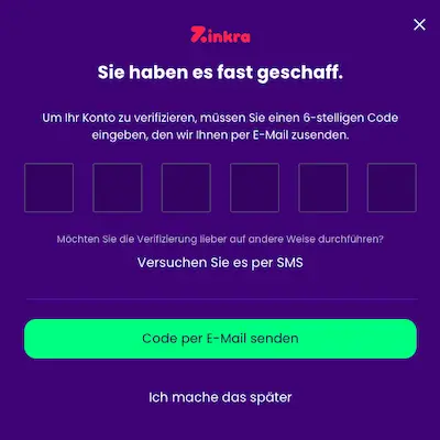 Zinkra Casino Konto Erstellen Schritt 3