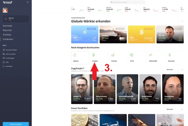 alternative Suche für Kryptowährungen bei eToro