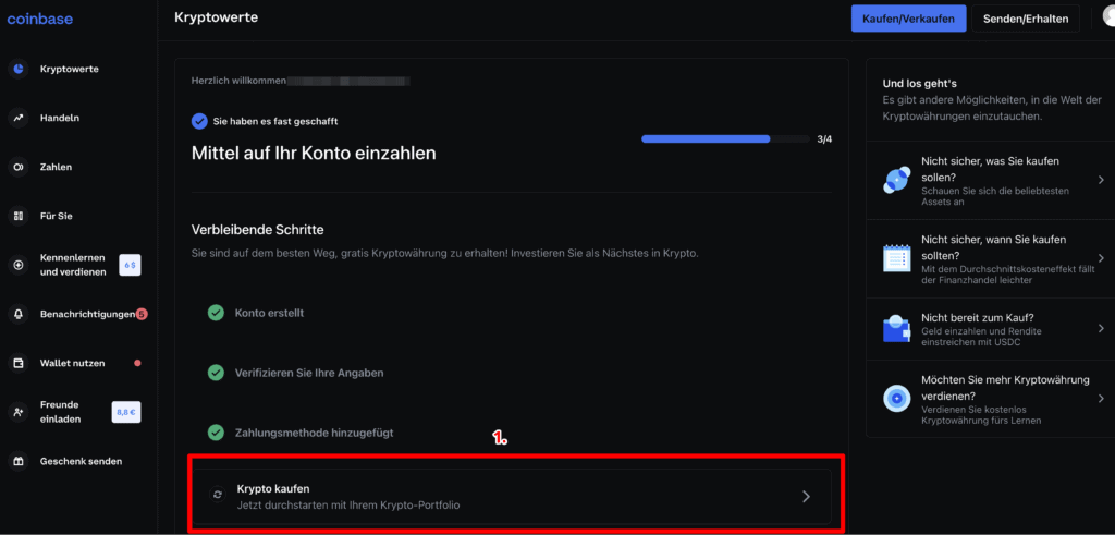 Coinbase Kryptowährungen kaufen