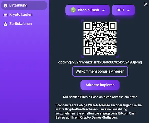 crypto games casino bitcoin cash einzahlung