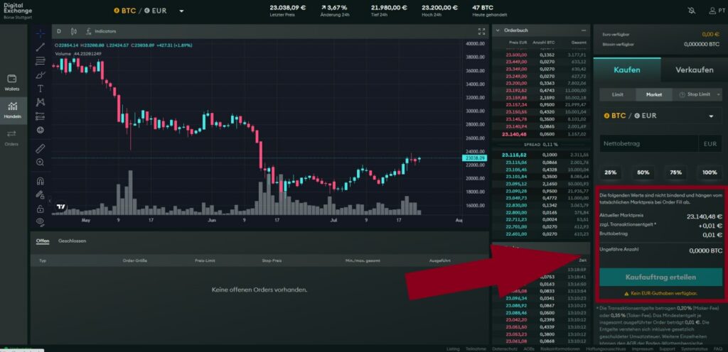 BSDEX Auftrag erteilen