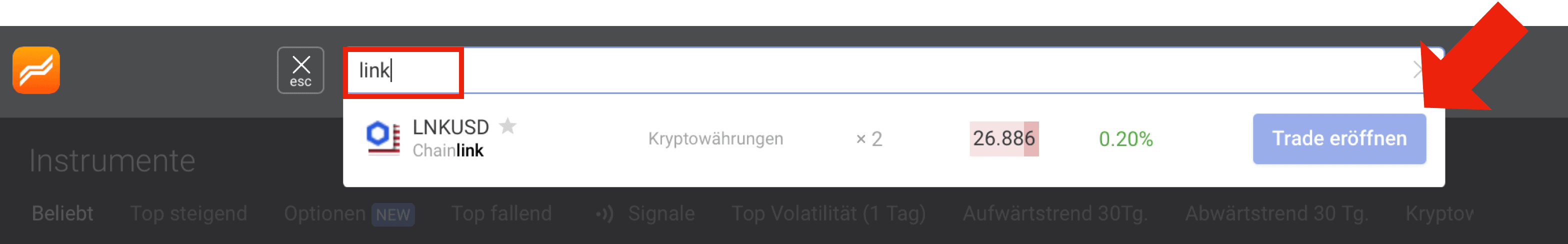LINK suchen bei Libertex