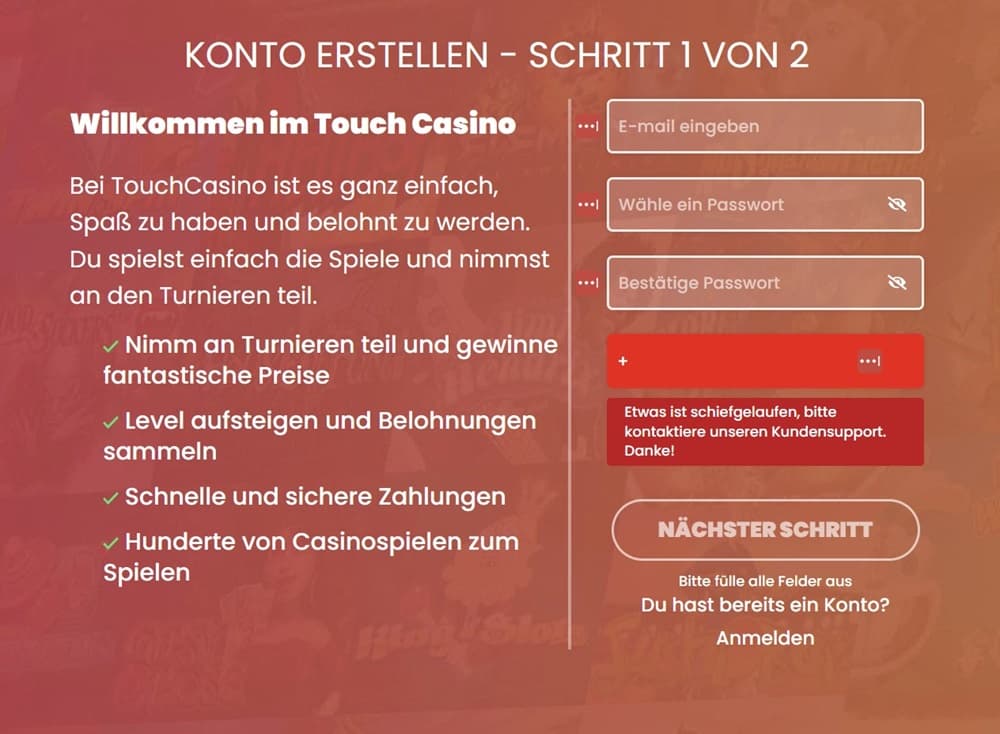 touchcasino konto erstellen