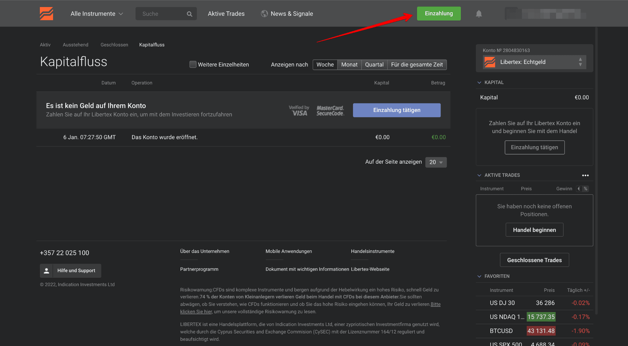 Libertex Guthaben aufladen
